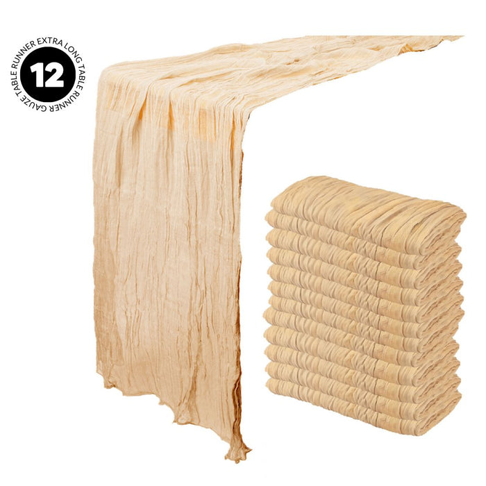 Gauze Cheesecloth Table Runner Fabric Netting Sheer Tablecloth-Koyal Wholesale-Sand-Set of 12-