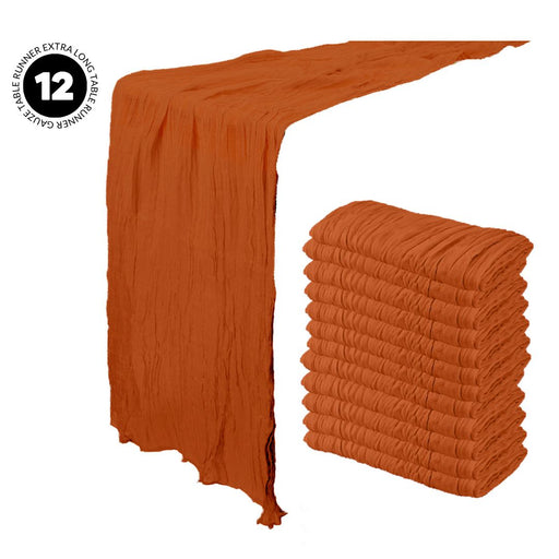 Gauze Cheesecloth Table Runner Fabric Netting Sheer Tablecloth-Koyal Wholesale-Terracotta-Set of 12-