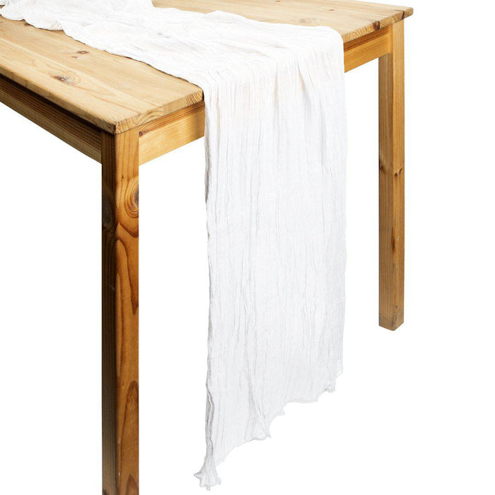 Gauze Cheesecloth Table Runner Fabric Netting Sheer Tablecloth-Koyal Wholesale-White-Set of 1-