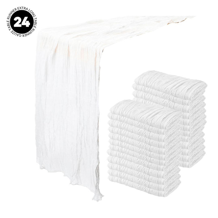 Gauze Cheesecloth Table Runner Fabric Netting Sheer Tablecloth-Koyal Wholesale-White-Set of 24-