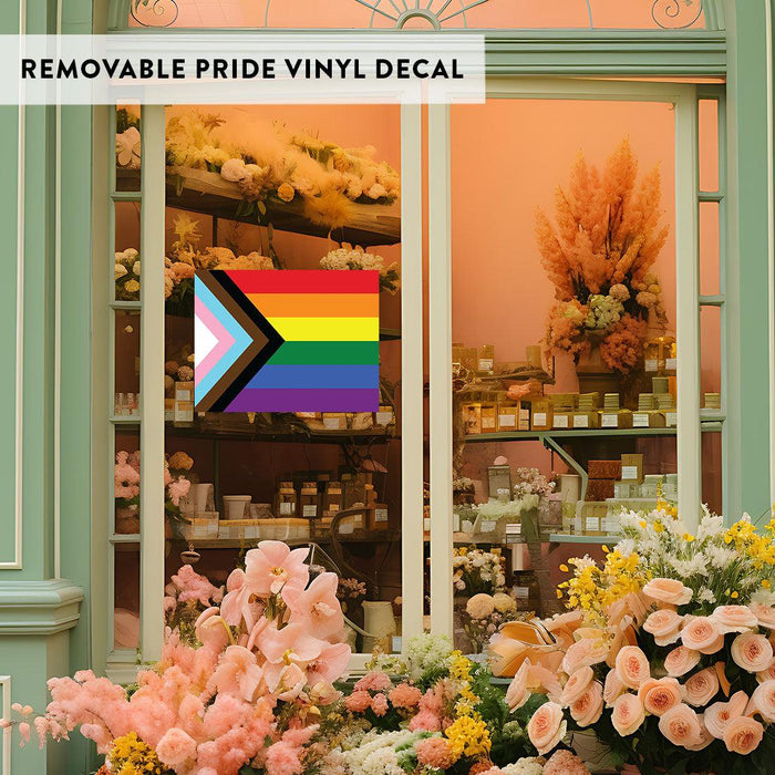 Gay Pride Window Decals: Waterproof Vinyl for Glass & Walls, Everyone Welcome, Set of 2-Set of 2-Andaz Press-Progress Pride Flag-