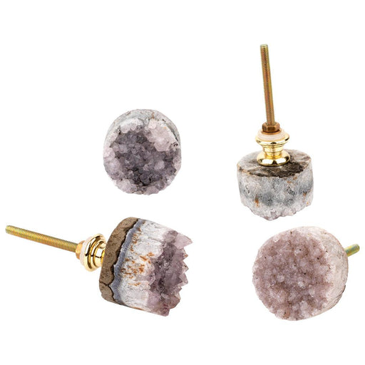 Geode Stone Dresser Knobs, Set of 4-Set of 4-Koyal Wholesale-Amethyst-
