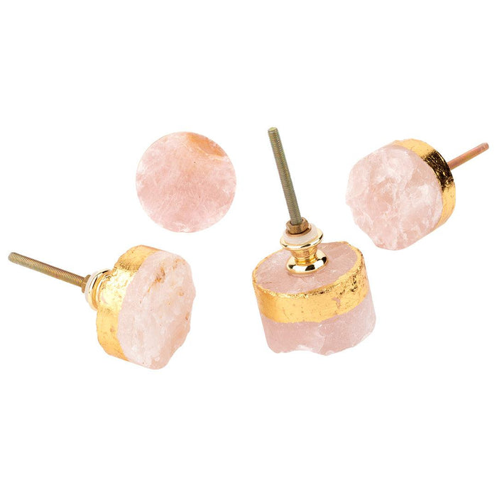 Geode Stone Dresser Knobs, Set of 4-Set of 4-Koyal Wholesale-Rose Quartz-