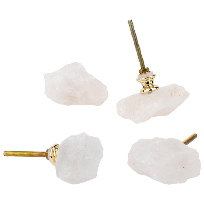 Geode Stone Dresser Knobs, Set of 4-Set of 4-Koyal Wholesale-White-