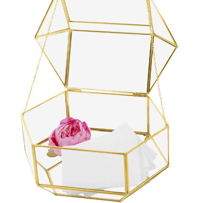 Geometric Glass Card Box-Set of 1-Koyal Wholesale-Gold-