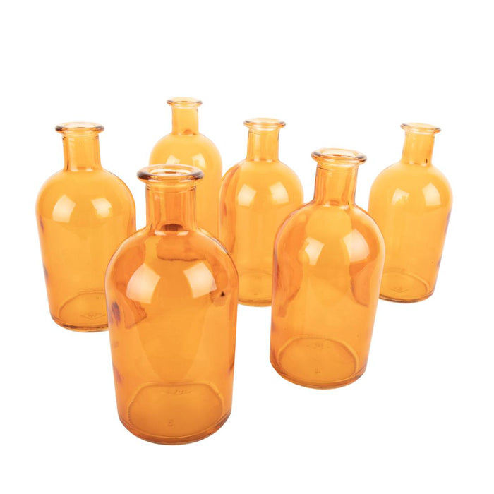 Glass Bud Vases | Small Apothecary Bottles, Bulk Set-Koyal Wholesale-Amber-Set of 6-