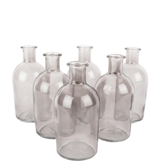 Glass Bud Vases | Small Apothecary Bottles, Bulk Set-Koyal Wholesale-Smoke Gray-Set of 6-