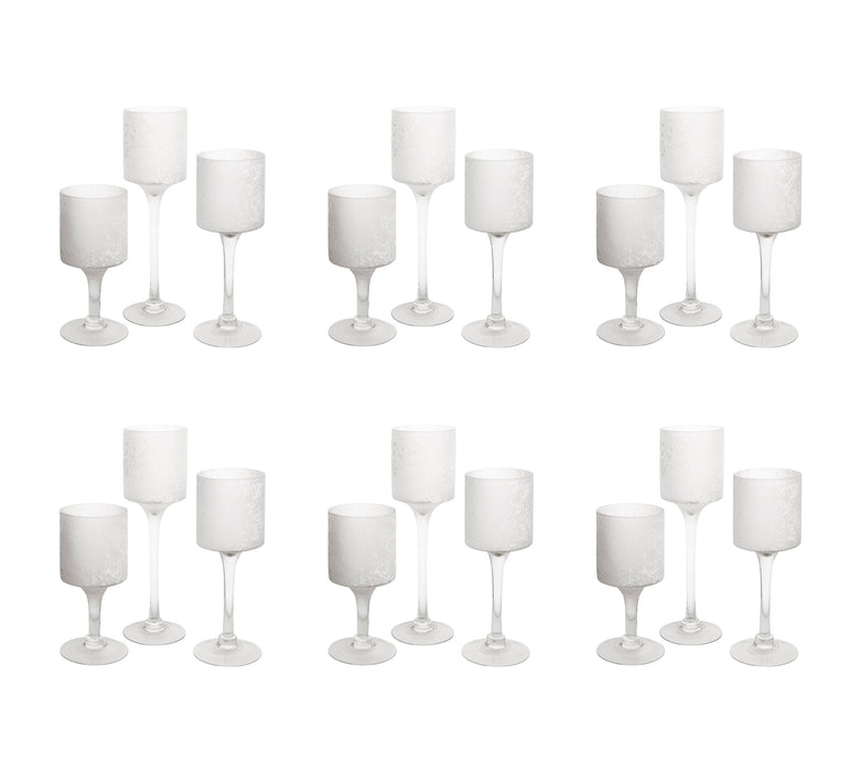 Glass Floating Candle Vases-Set of 3-Koyal Wholesale-Frosted White-SET OF 6 (18PC)-