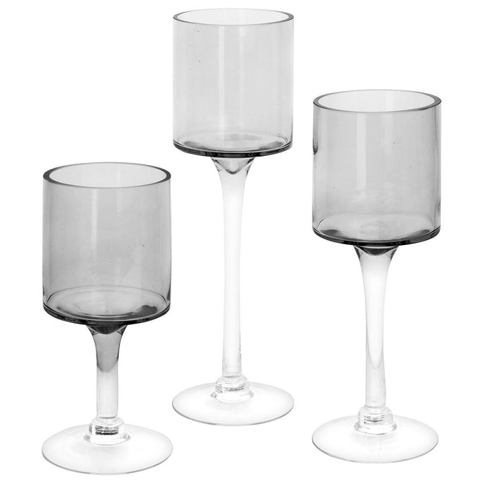 Glass Floating Candle Vases-Set of 3-Koyal Wholesale-Smoke Black-SET OF 1 (3PC)-