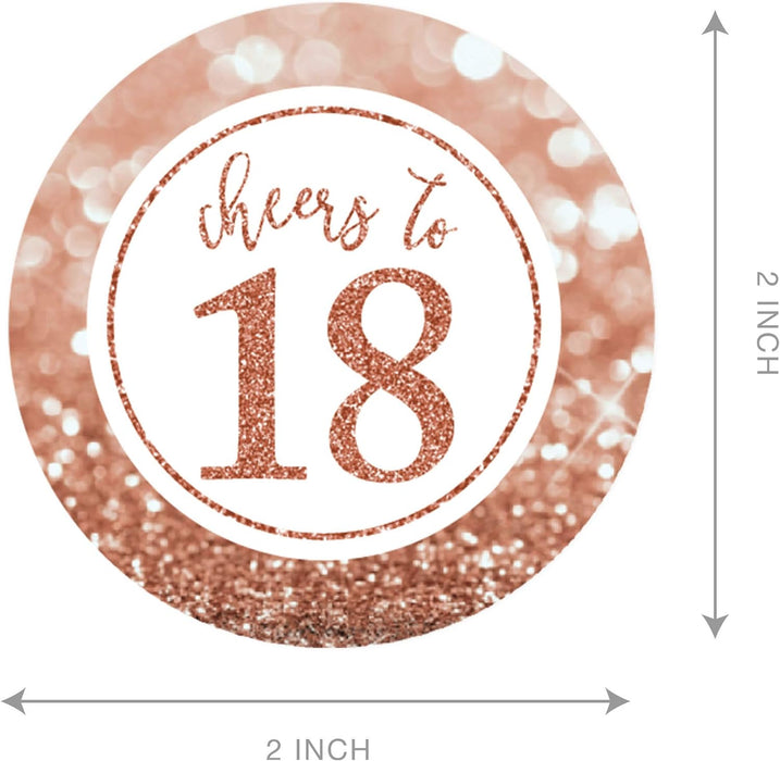 Glitzy Faux Rose Gold Glitter Round DIY Cupcake Toppers Cheers to 18 Years-Set of 20-Andaz Press-
