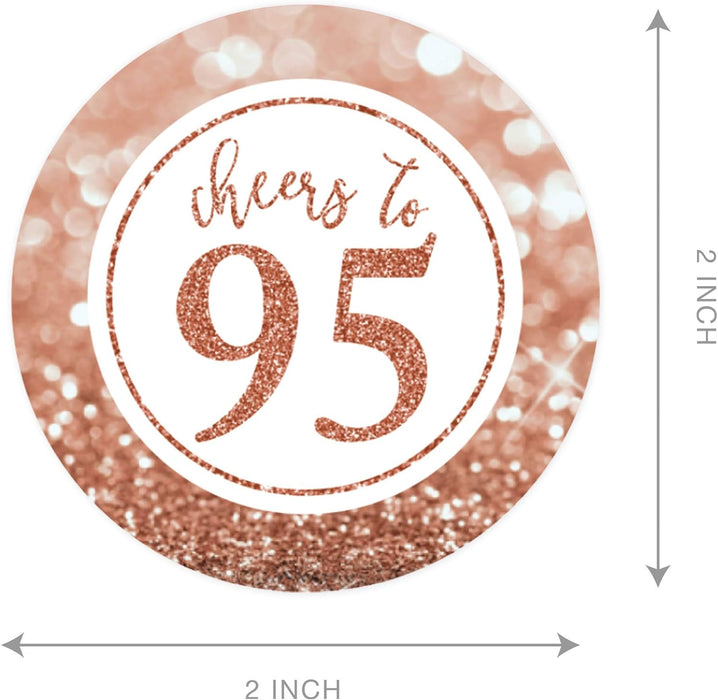 Glitzy Faux Rose Gold Glitter Round DIY Cupcake Toppers Cheers to 95 Years-Set of 20-Andaz Press-