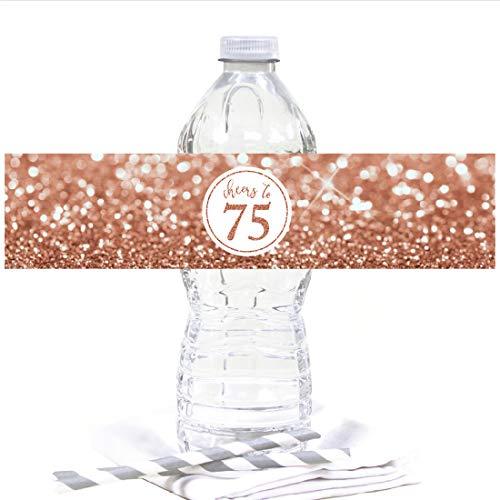 Glitzy Faux Rose Gold Glitter Water Bottle Sticker Labels Cheers-Set of 20-Andaz Press-1.0-