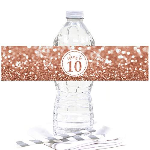 Glitzy Faux Rose Gold Glitter Water Bottle Sticker Labels Cheers-Set of 20-Andaz Press-1.0-