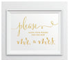 Gold Faux Glitter Wedding Party Signs-Set of 1-Andaz Press-Leave Your Wishes For New Mr. & Mrs.-