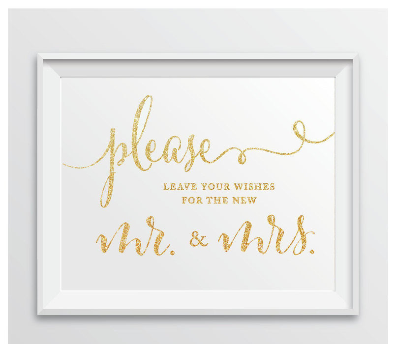 Gold Faux Glitter Wedding Party Signs-Set of 1-Andaz Press-Mr. & Mrs.-