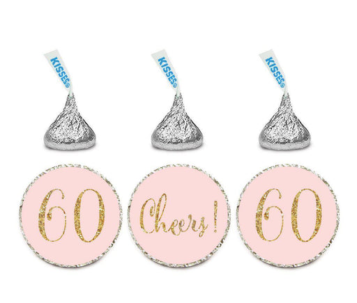 Gold Glitter Cheers 60 Hershey's Kisses Stickers-Set of 216-Andaz Press-White-
