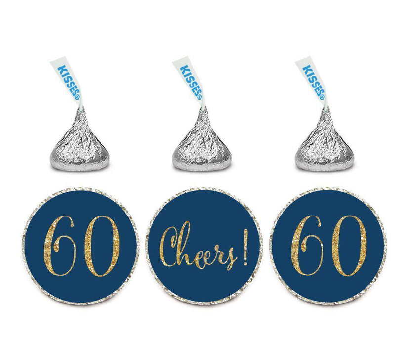 Gold Glitter Cheers 60 Hershey's Kisses Stickers-Set of 216-Andaz Press-White-