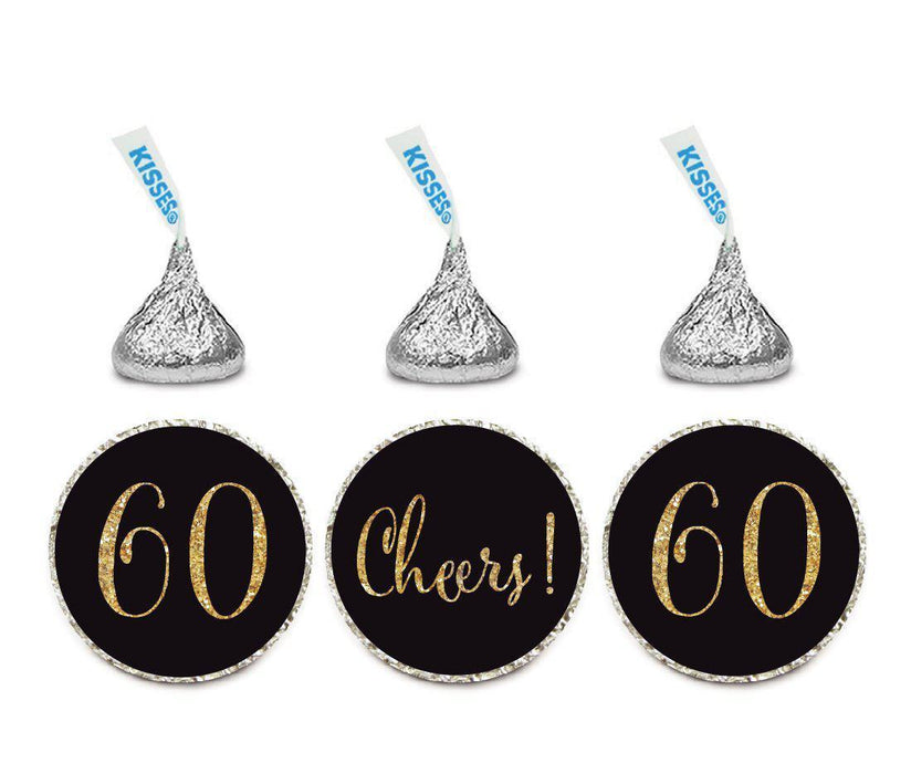 Gold Glitter Cheers 60 Hershey's Kisses Stickers-Set of 216-Andaz Press-White-