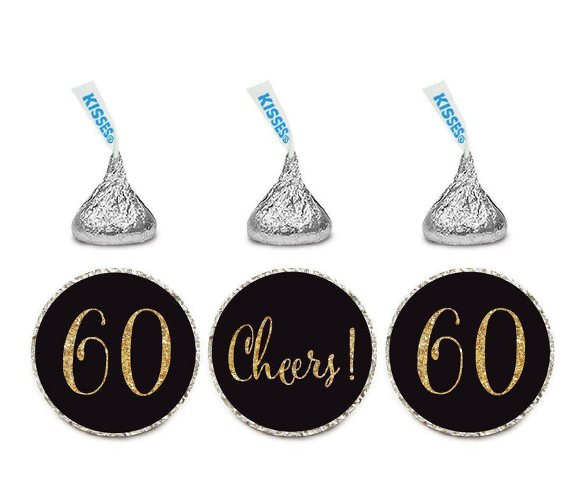 Gold Glitter Cheers 60 Hershey's Kisses Stickers-Set of 216-Andaz Press-Black-