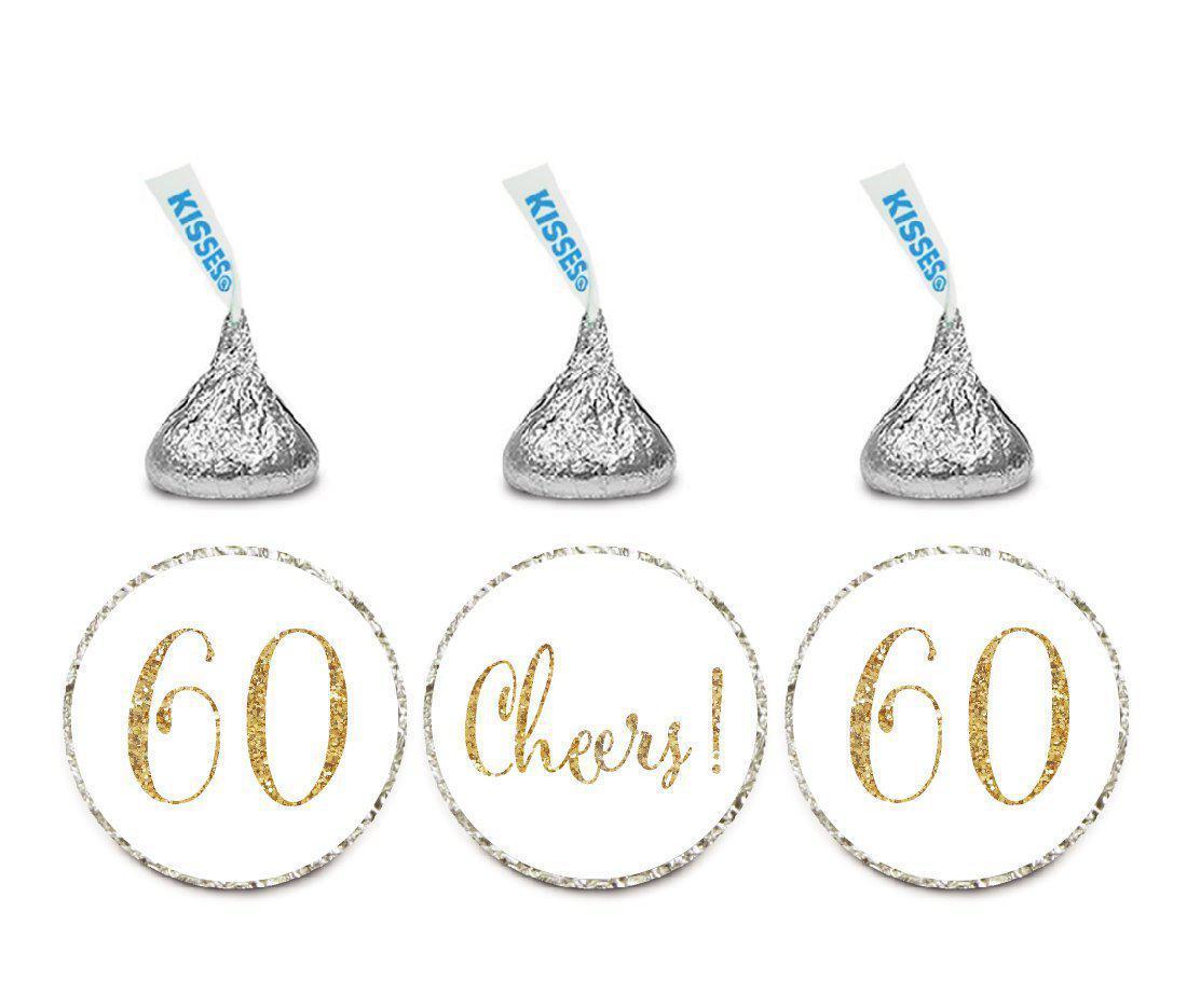 Gold Glitter Cheers 60 Hershey's Kisses Stickers-Set of 216-Andaz Press-White-