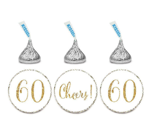 Gold Glitter Cheers 60 Hershey's Kisses Stickers-Set of 216-Andaz Press-White-