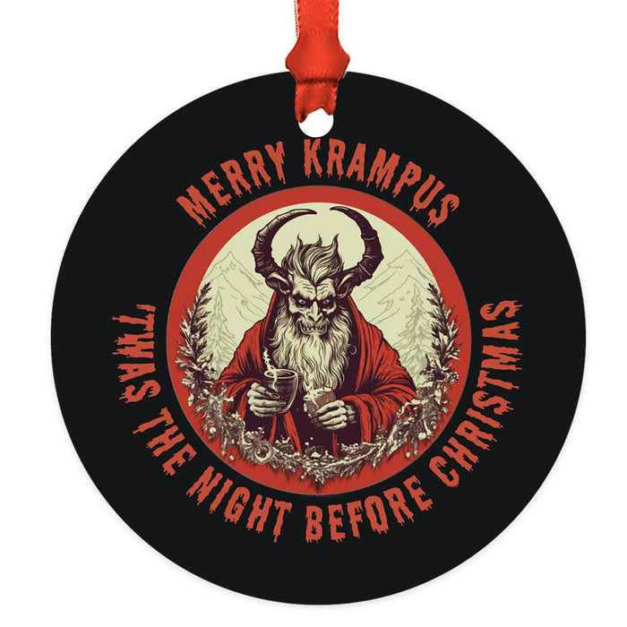 Gothic Christmas Ornaments, Metal Horror Christmas Ornaments for Unique Holiday Decor-Set of 1-Andaz Press-Merry Krampus-