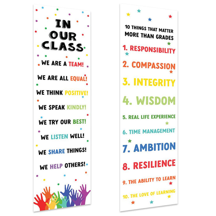 Growth Mindset Classroom Banner Poster Signs for Teachers, Set of 2-Set of 2-Andaz Press-10 Things That Matter Teamwork Posters-