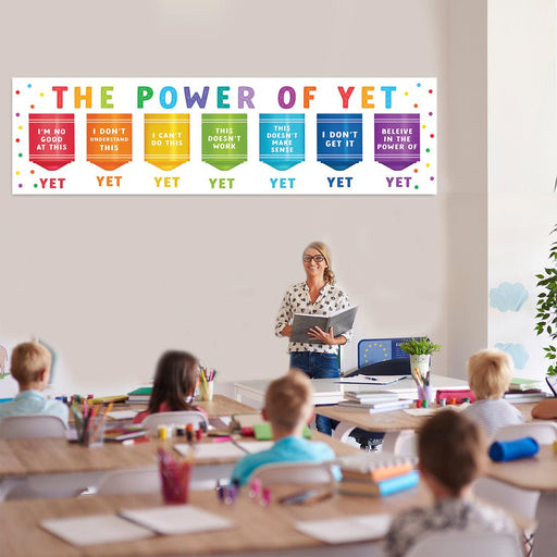 Growth Mindset Classroom Banner Poster Signs for Teachers, Set of 2-Set of 2-Andaz Press-The Power of Yet Growth Mindset Posters-