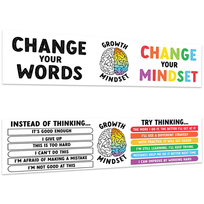 Growth Mindset Classroom Banner Poster Signs for Teachers, Set of 2-Set of 2-Andaz Press-Growth Mindset Posters-