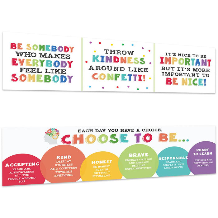 Growth Mindset Classroom Banner Poster Signs for Teachers, Set of 2-Set of 2-Andaz Press-Kindness Posters-