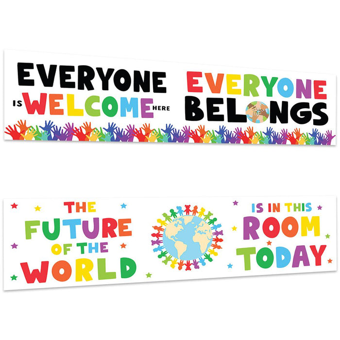 Growth Mindset Classroom Banner Poster Signs for Teachers, Set of 2-Set of 2-Andaz Press-Welcome Diversity Posters-