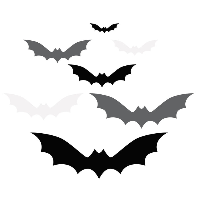 Halloween Bat Stickers, Waterproof Vinyl Decor for Walls & DIY, Set of 180-set of 180-Andaz Press-Black, Pink, Light Pink Bats-