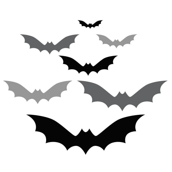 Halloween Bat Stickers, Waterproof Vinyl Decor for Walls & DIY, Set of 180-set of 180-Andaz Press-Black, Gray, & Light Gray Bats-