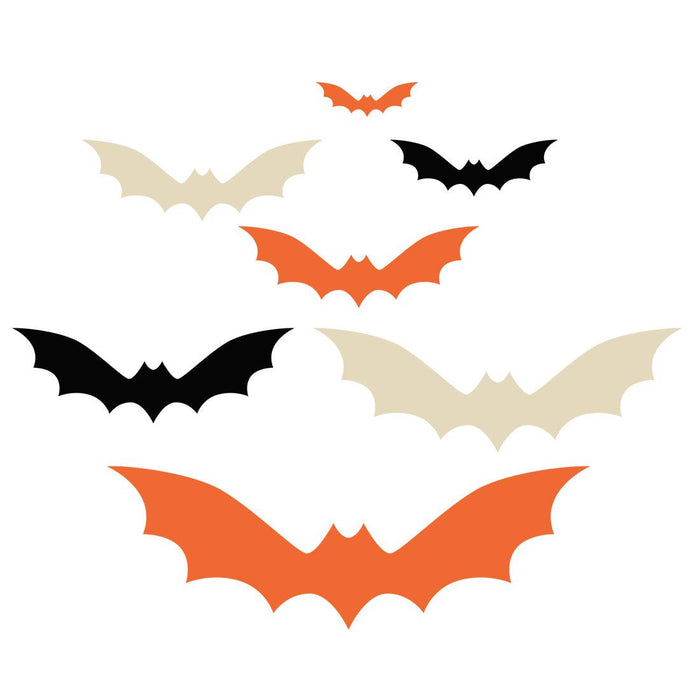 Halloween Bat Stickers, Waterproof Vinyl Decor for Walls & DIY, Set of 180-set of 180-Andaz Press-Black, Orange & Beige Bats-