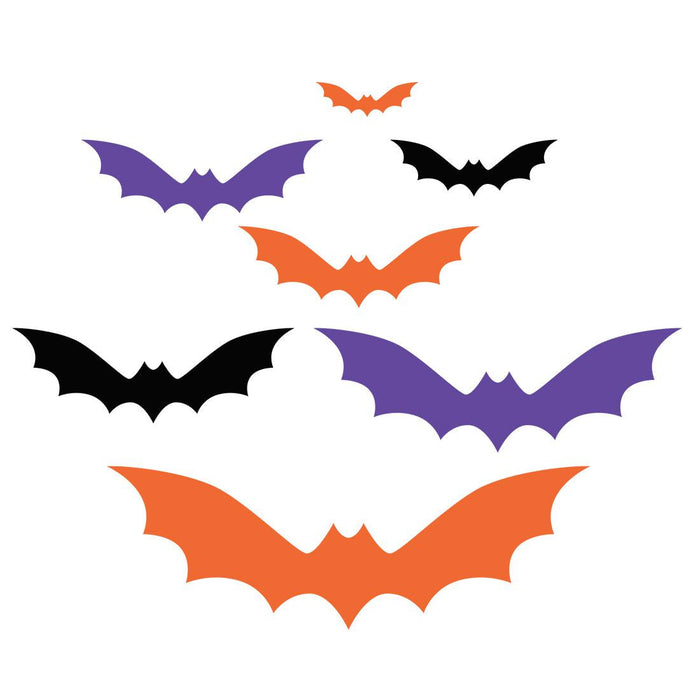 Halloween Bat Stickers, Waterproof Vinyl Decor for Walls & DIY, Set of 180-set of 180-Andaz Press-Black, Purple, & Orange Bats-