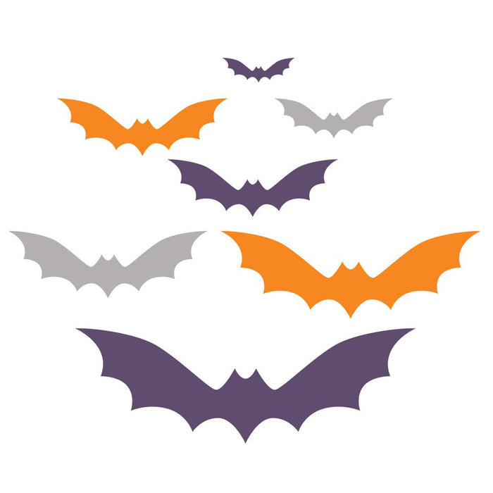 Halloween Bat Stickers, Waterproof Vinyl Decor for Walls & DIY, Set of 180-set of 180-Andaz Press-Gray, Orange, & Purple Bats-