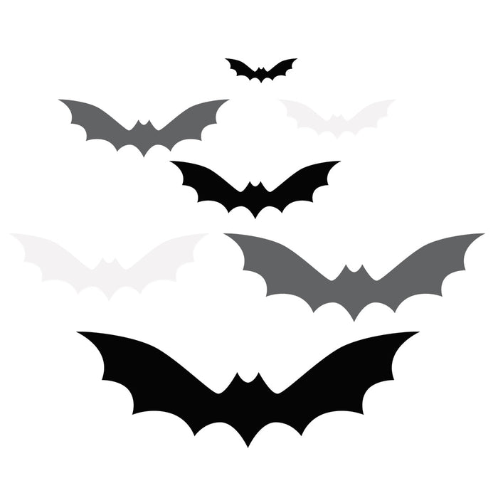 Halloween Bat Stickers, Waterproof Vinyl Decor for Walls & DIY, Set of 180-set of 180-Andaz Press-White, Gray, & Black Bats-