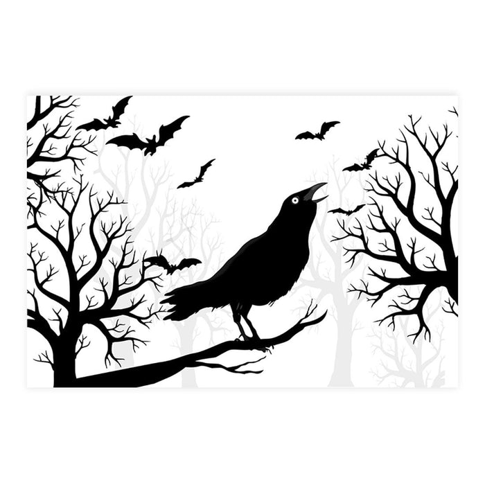 Halloween Disposable Cardstock Paper Placemats for Dining and Decor, Set of 8-Set of 8-Andaz Press-Chirping Crow-