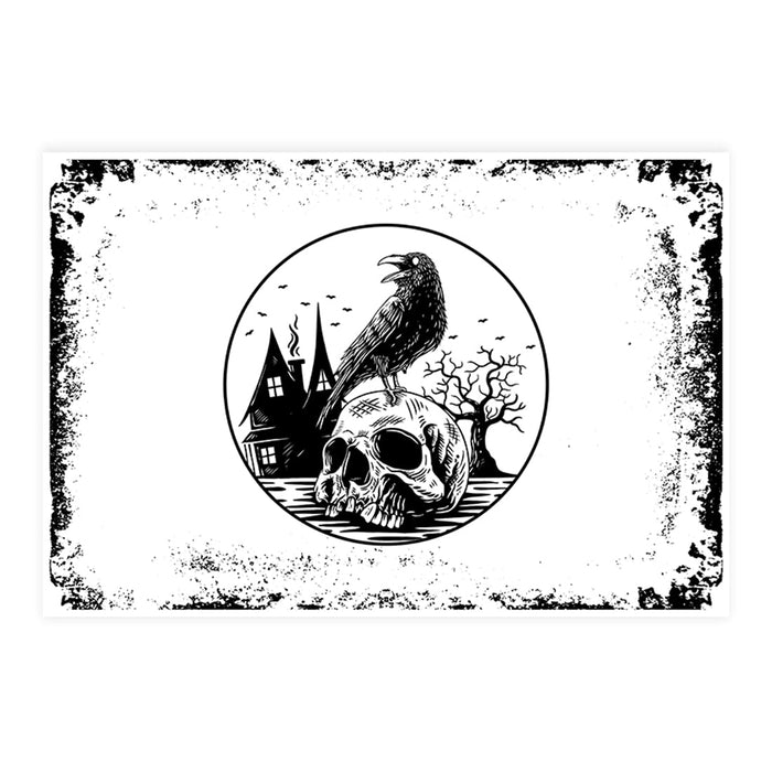 Halloween Disposable Cardstock Paper Placemats for Dining and Decor, Set of 8-Set of 8-Andaz Press-Crow's Nest-