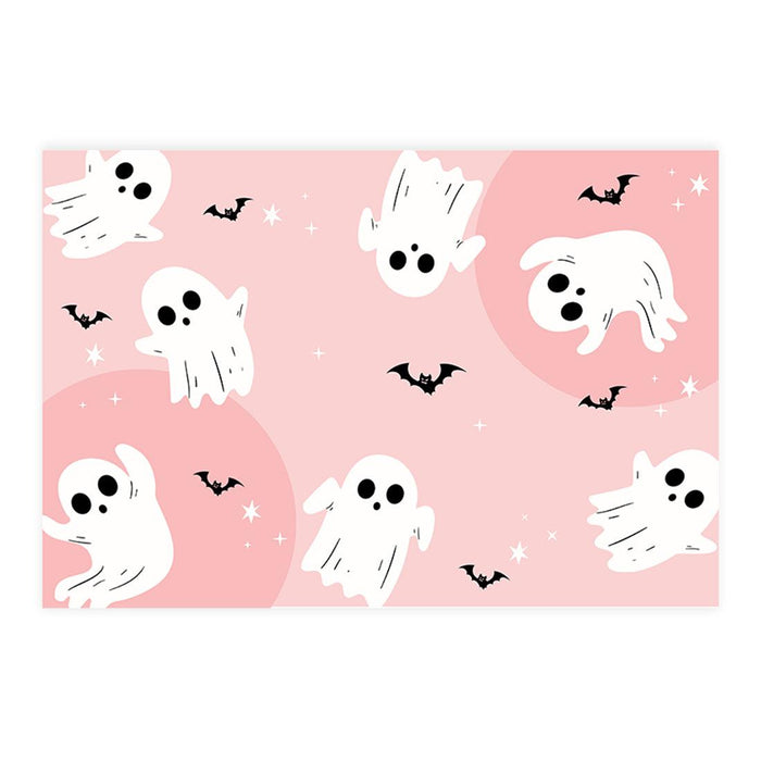 Halloween Disposable Cardstock Paper Placemats for Dining and Decor, Set of 8-Set of 8-Andaz Press-Cute Ghosts & Bats-
