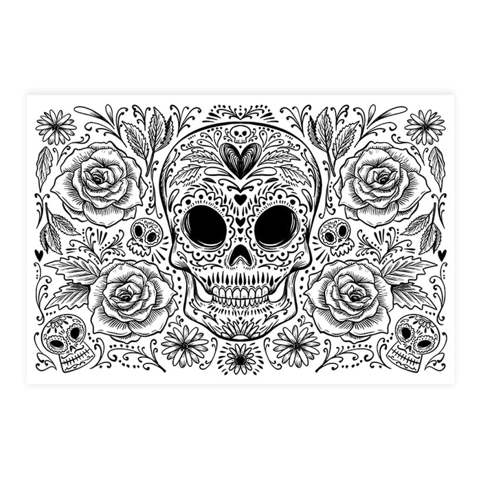 Halloween Disposable Cardstock Paper Placemats for Dining and Decor, Set of 8-Set of 8-Andaz Press-Day of the Dead-