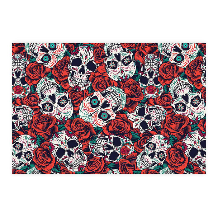 Halloween Disposable Cardstock Paper Placemats for Dining and Decor, Set of 8-Set of 8-Andaz Press-Dia De Los Muertos-