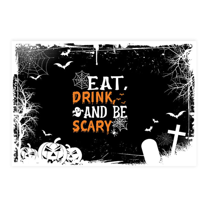 Halloween Disposable Cardstock Paper Placemats for Dining and Decor, Set of 8-Set of 8-Andaz Press-Eat Drink And Be Scary Cemetery-