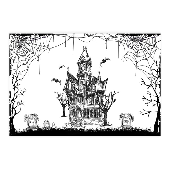 Halloween Disposable Cardstock Paper Placemats for Dining and Decor, Set of 8-Set of 8-Andaz Press-Haunting House of Shadows-