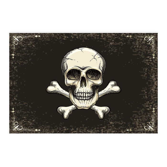 Halloween Disposable Cardstock Paper Placemats for Dining and Decor, Set of 8-Set of 8-Andaz Press-Skull and Crossbones-