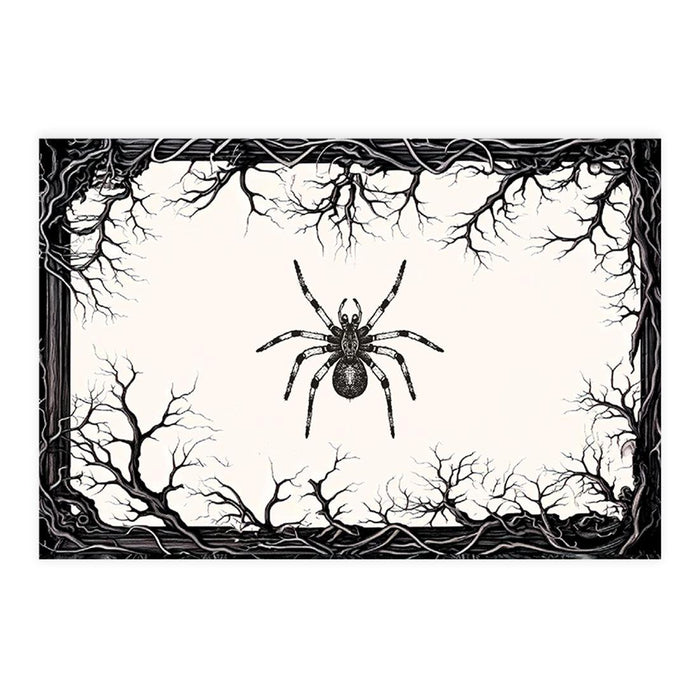 Halloween Disposable Cardstock Paper Placemats for Dining and Decor, Set of 8-Set of 8-Andaz Press-Tarantula & Branches-