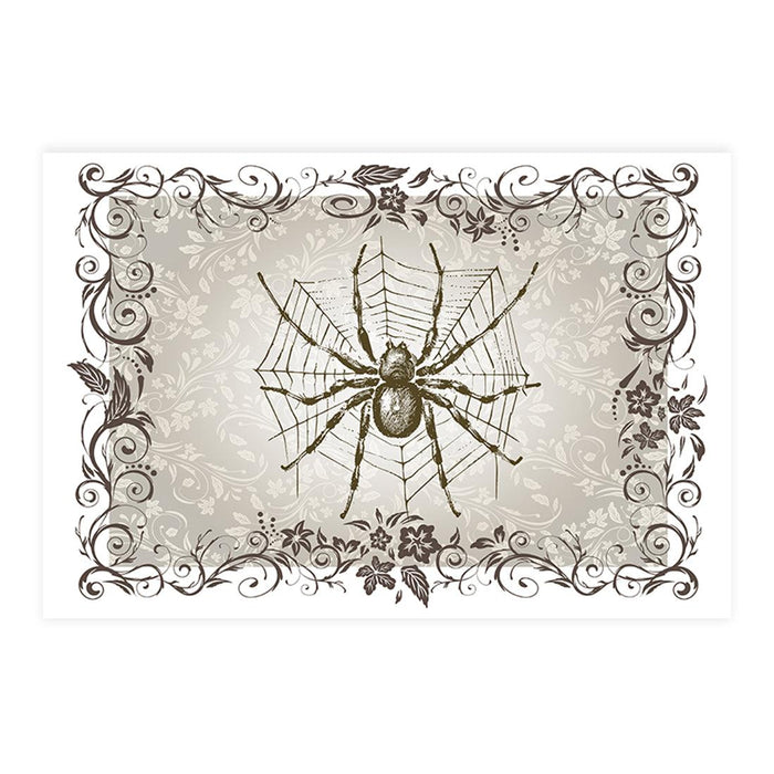 Halloween Disposable Cardstock Paper Placemats for Dining and Decor, Set of 8-Set of 8-Andaz Press-Vintage Spider Elegance-