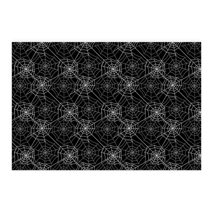 Halloween Disposable Cardstock Paper Placemats for Dining and Decor, Set of 8-Set of 8-Andaz Press-White and Gray Spiderwebs-