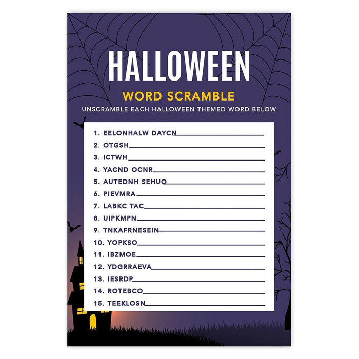 Halloween Party Game Cards for Fun Activities, Set of 24-Set of 24-Andaz Press-Illuminated Haunted House What's in Your Purse-