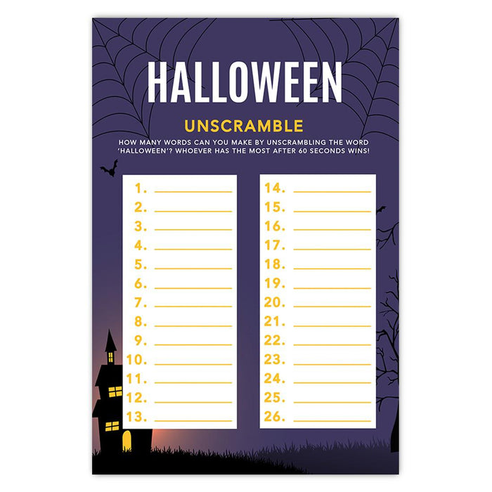 Halloween Party Game Cards for Fun Activities, Set of 24-Set of 24-Andaz Press-Illuminated Haunted House What's in Your Purse-